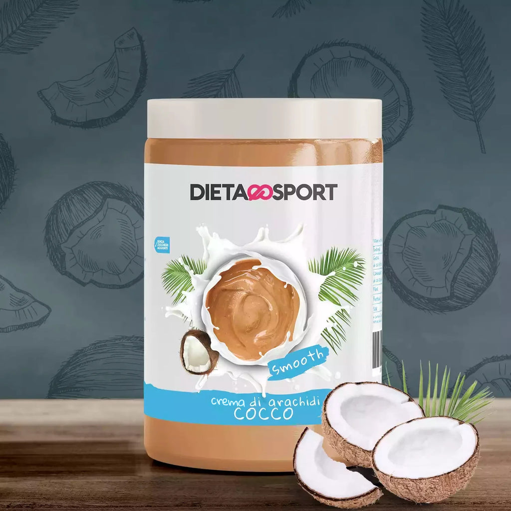 Burro di arachidi al Cocco 400g dietaesport, con vere scaglie di cocco