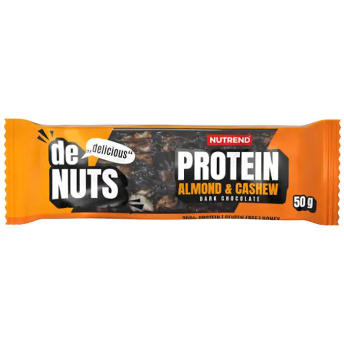 DENUTS Protein Bar 50g al gusto mandorle e anacardi con cioccolato in vendita su dietaesport.com