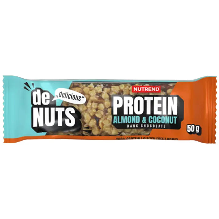 DENUTS Protein Bar 50g al gusto mandorle e cocco con cioccolato in vendita su dietaesport.com