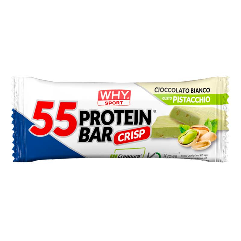 55 protein bar al gusto cioccolato bianco e pistacchio
