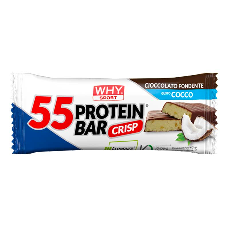 55 protein bar al gusto cioccolato fondente e cocco