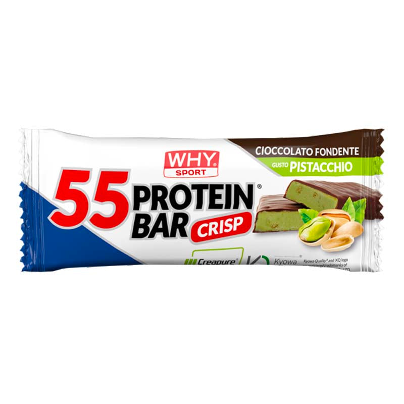 55 protein bar al gusto cioccolato fondente e pistacchio