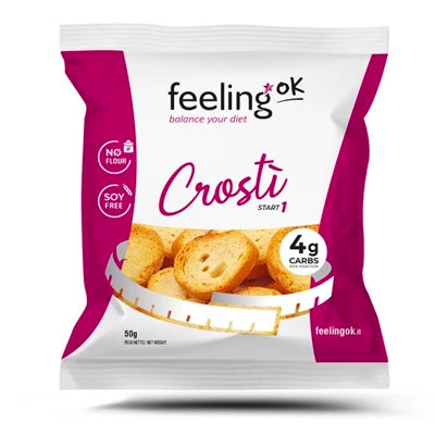 Confezione di crostini al gusto olio da 50g in vendita su dietaesport.com