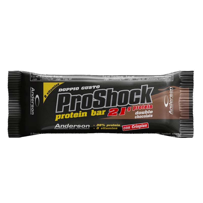 Deliziosa barretta proteica con ben 21 g di proteine: Proshock! Disponibile in vari gusti.