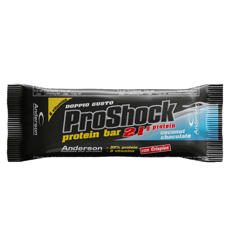 Deliziosa barretta proteica con ben 21 g di proteine: Proshock! Disponibile in vari gusti.
